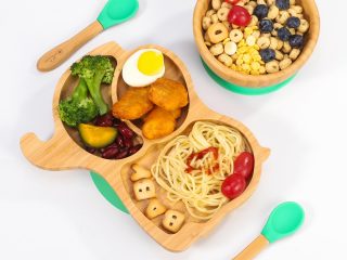 VINSANI BAMBOO ELEPHANT PLATE,BOWL & SPOON SET GREEN 1010234