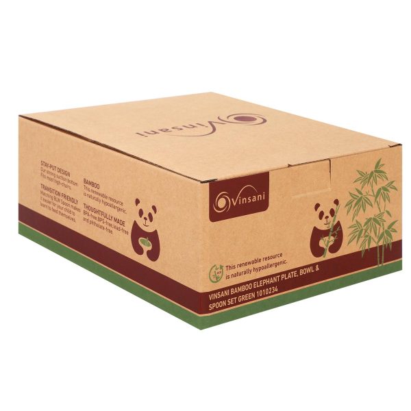 VINSANI BAMBOO ELEPHANT PLATE,BOWL & SPOON SET GREEN 1010234 - Image 3