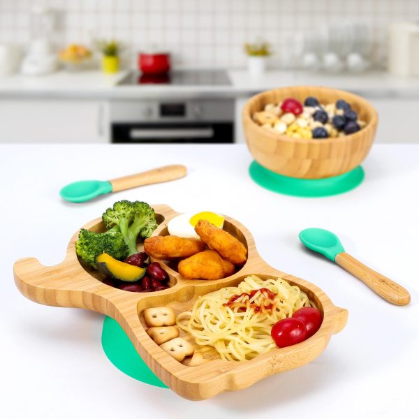 VINSANI BAMBOO ELEPHANT PLATE,BOWL & SPOON SET GREEN 1010234 - Image 4