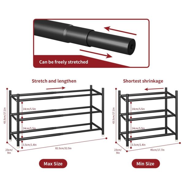 VINSANI SHOE RACK 3 TIER BLACK 1010273 - Image 5