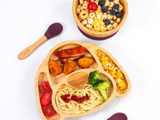 VINSANI BAMBOO DOG PLATE,BOWL & SPOON SET RED 1010224