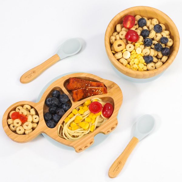 VINSANI BAMBOO TURTLE PLATE,BOWL & SPOON SET GREY 1010225 - Image 3
