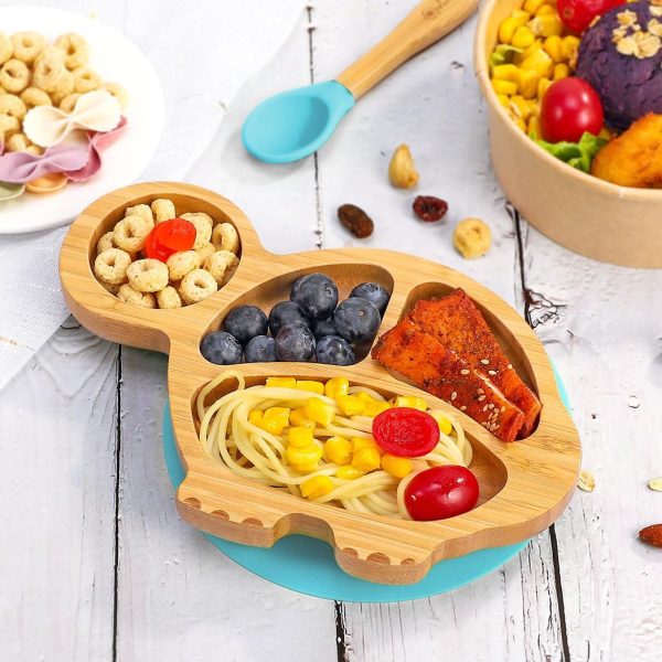 VINSANI BAMBOO TURTLE PLATE,BOWL & SPOON SET BLUE 1010229 - Image 5