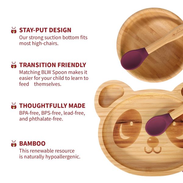 VINSANI BAMBOO PANDA PLATE,BOWL & SPOON SET RED 1010242 - Image 3