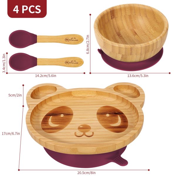 VINSANI BAMBOO PANDA PLATE,BOWL & SPOON SET RED 1010242 - Image 2
