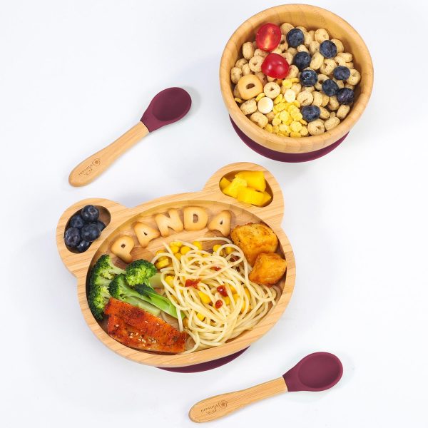 VINSANI BAMBOO PANDA PLATE,BOWL & SPOON SET RED 1010242 - Image 5