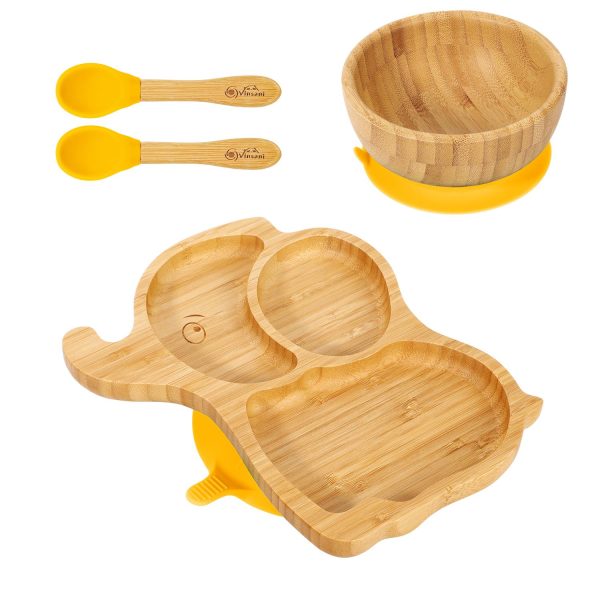 VINSANI BAMBOO ELEPHANT PLATE,BOWL & SPOON SET YELLOW 1010232 - Image 3