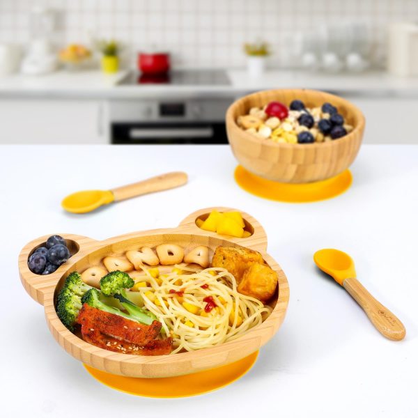 VINSANI BAMBOO PANDA PLATE,BOWL & SPOON SET YELLOW 1010238 - Image 4