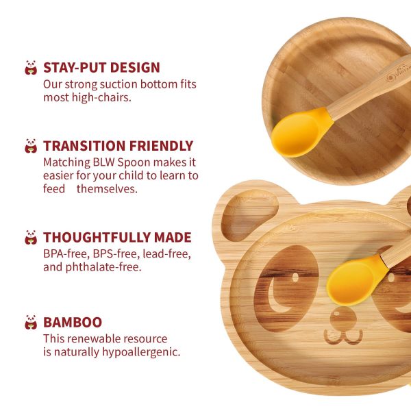 VINSANI BAMBOO PANDA PLATE,BOWL & SPOON SET YELLOW 1010238 - Image 3
