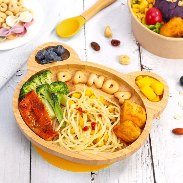 VINSANI BAMBOO PANDA PLATE,BOWL & SPOON SET YELLOW 1010238