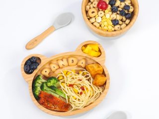 VINSANI BAMBOO PANDA PLATE,BOWL & SPOON SET GREY 1010237