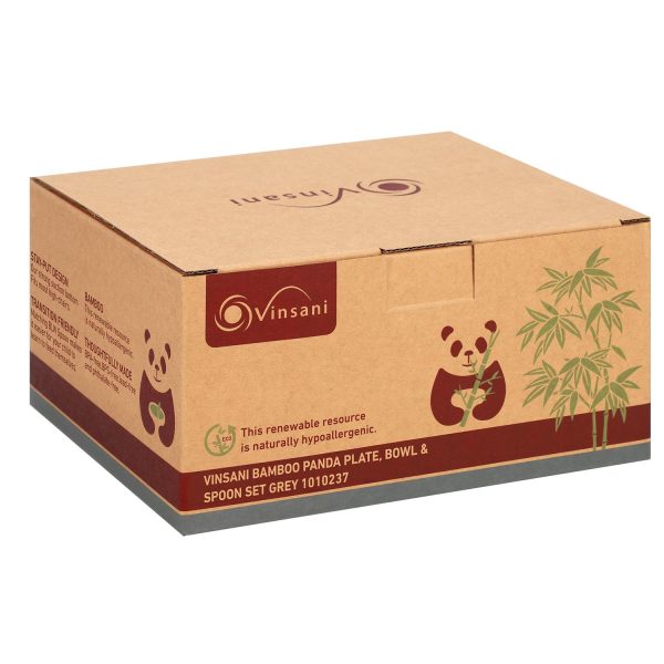 VINSANI BAMBOO PANDA PLATE,BOWL & SPOON SET GREY 1010237 - Image 6