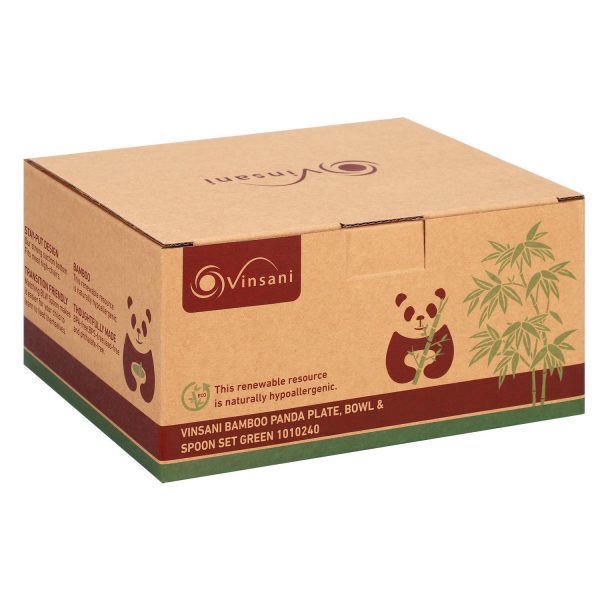 VINSANI BAMBOO PANDA PLATE,BOWL & SPOON SET GREEN 1010240 - Image 7