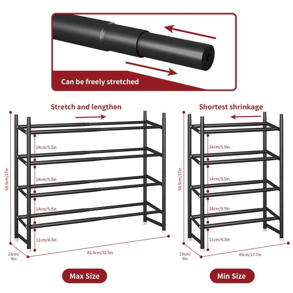 VINSANI SHOE RACK 4 TIER BLACK 1010275 - Image 5