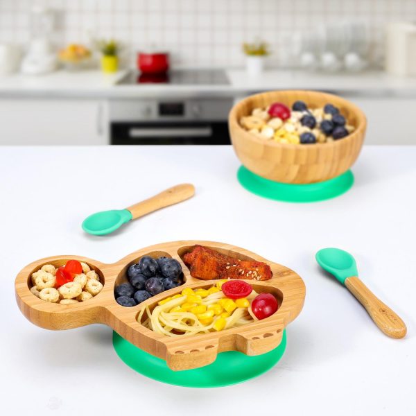 VINSANI BAMBOO TURTLE PLATE,BOWL & SPOON SET GREEN 1010228 - Image 6