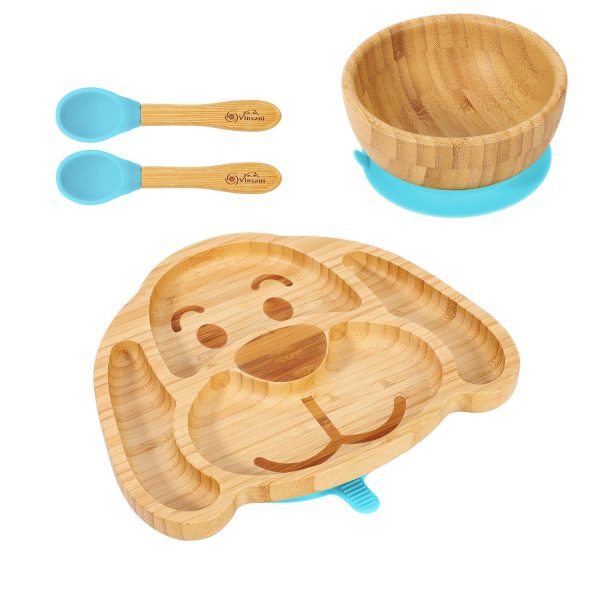VINSANI BAMBOO DOG PLATE,BOWL & SPOON SET BLUE 1010223 - Image 4