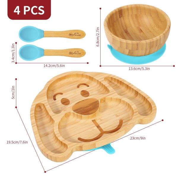 VINSANI BAMBOO DOG PLATE,BOWL & SPOON SET BLUE 1010223 - Image 6
