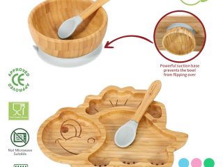 VINSANI BAMBOO DINOSAUR PLATE,BOWL & SPOON SET