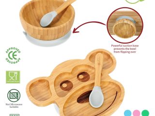 VINSANI BAMBOO MONKEY PLATE,BOWL & SPOON SET