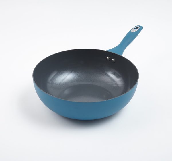 Cermalon Non Stick Wok Teal Blue - Image 2