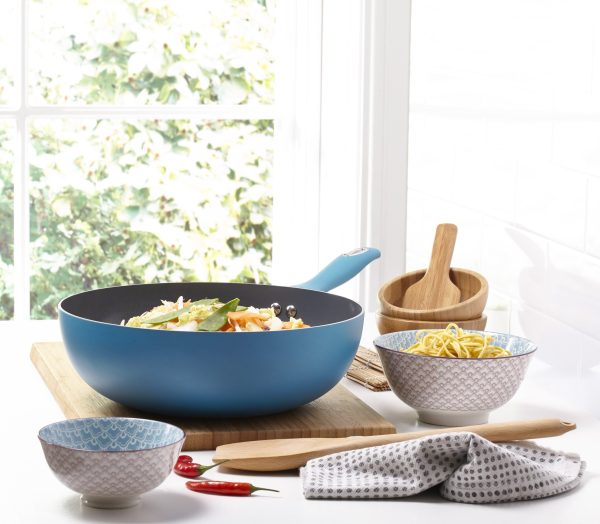 Cermalon Non Stick Wok Teal Blue - Image 3