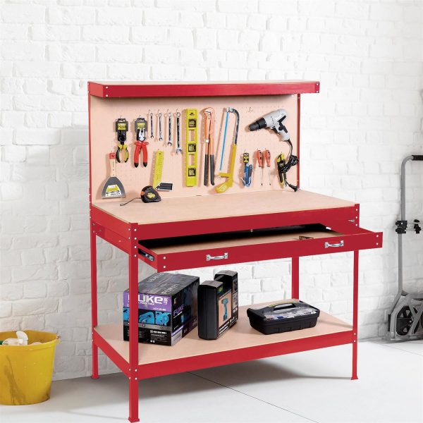 Workbench Heavy-Duty Steel Pegboard Drawer - Red DPD - Image 2