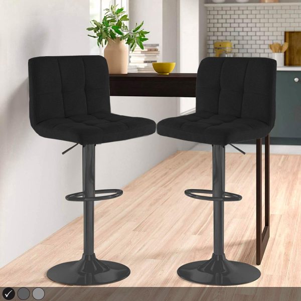 Fabric Bar Stool with Matt Black Leg