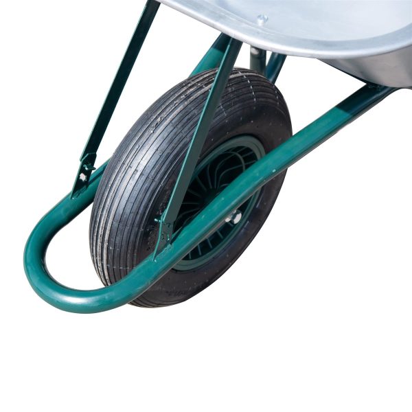 85L Large Galvanised Wheelbarrow with Pneumatic Tyre - Image 3