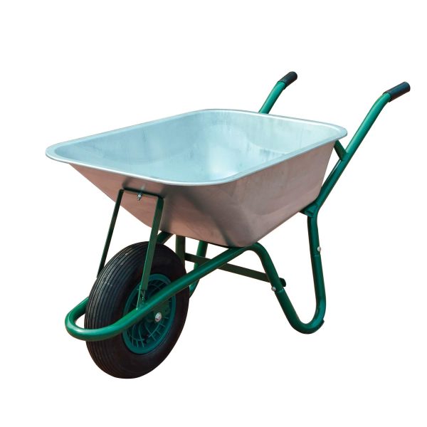 85L Large Galvanised Wheelbarrow with Pneumatic Tyre - Image 2