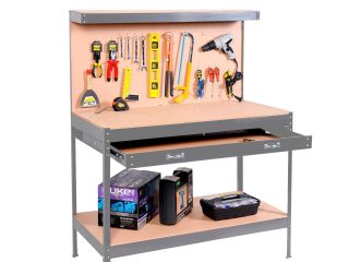 Workbench Heavy-Duty Steel Pegboard Drawer - Grey DPD