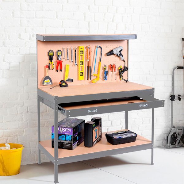 Workbench Heavy-Duty Steel Pegboard Drawer - Grey DPD - Image 3