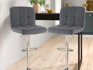 Fabric Bar Stool with Chrome Leg