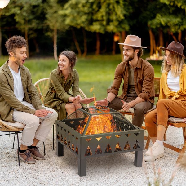 Outdoor Fire Pit with Screen Cover, Wood Burner, Log Burning Bowl - Image 2