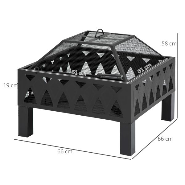 Outdoor Fire Pit with Screen Cover, Wood Burner, Log Burning Bowl - Image 3
