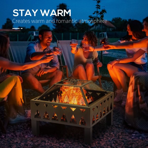 Outdoor Fire Pit with Screen Cover, Wood Burner, Log Burning Bowl - Image 4
