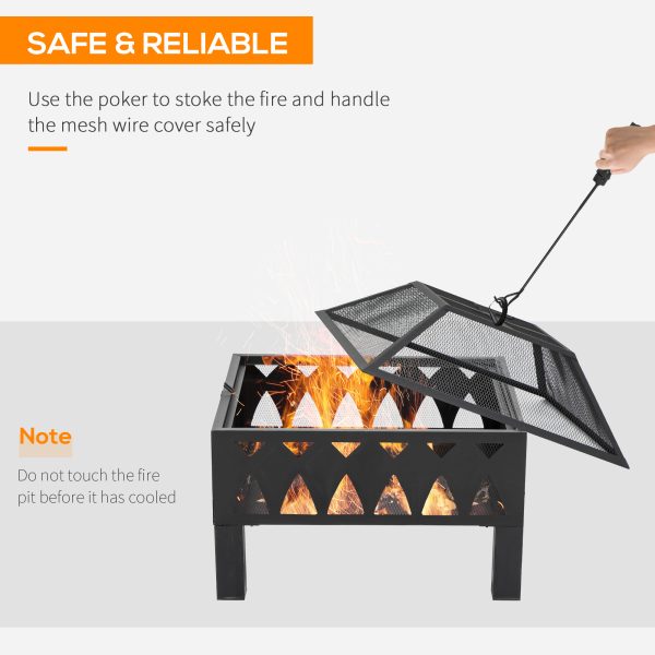 Outdoor Fire Pit with Screen Cover, Wood Burner, Log Burning Bowl - Image 5