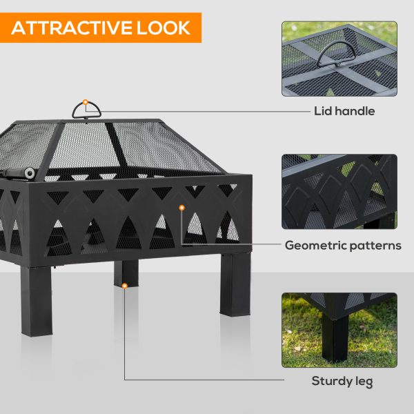 Outdoor Fire Pit with Screen Cover, Wood Burner, Log Burning Bowl - Image 6