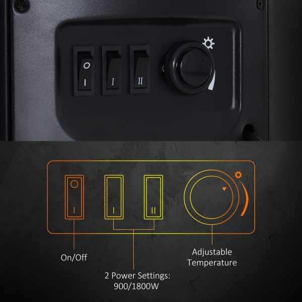Electric Fireplace Heater 900W/1800W-Black - Image 5