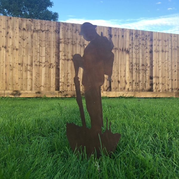 METAL Lest We Forget Soldier army GARDEN Decoration Statue Feature - Image 3
