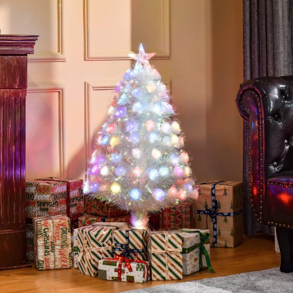 3FT Pre-Lit Artificial Christmas Tree w/ Fibre Optic LED Lights Xmas White - Image 2
