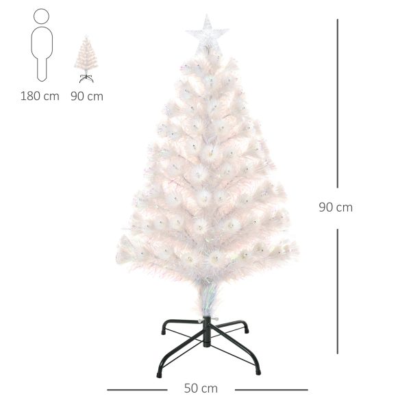3FT Pre-Lit Artificial Christmas Tree w/ Fibre Optic LED Lights Xmas White - Image 3
