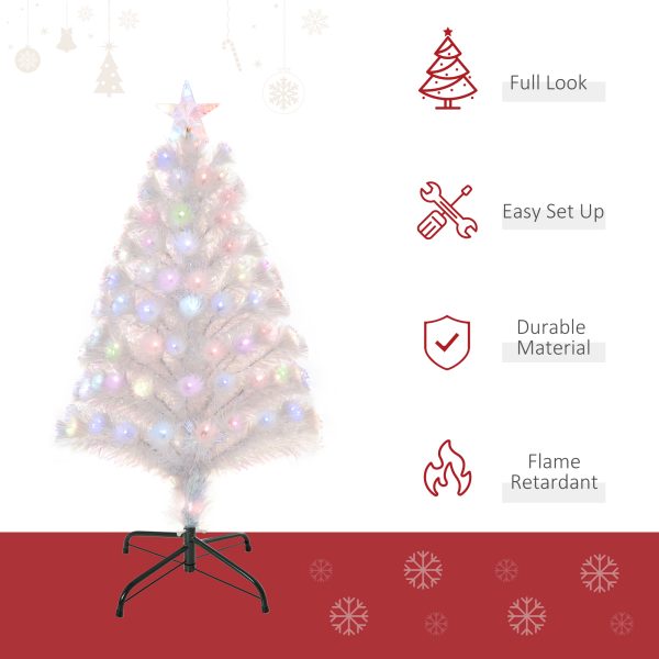 3FT Pre-Lit Artificial Christmas Tree w/ Fibre Optic LED Lights Xmas White - Image 4