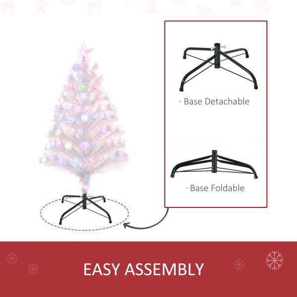 3FT Pre-Lit Artificial Christmas Tree w/ Fibre Optic LED Lights Xmas White - Image 7