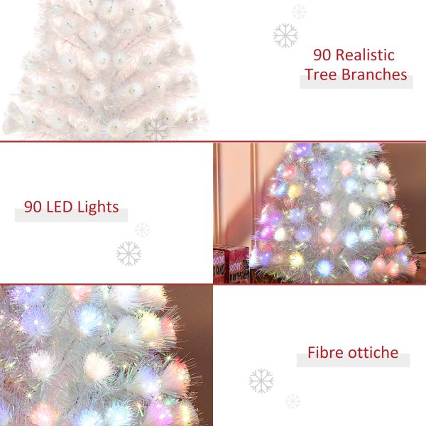 3FT Pre-Lit Artificial Christmas Tree w/ Fibre Optic LED Lights Xmas White - Image 8