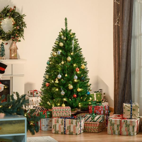 5 Feet Christmas Tree Warm White LED Light Holiday Home Decoration, Green - Image 2