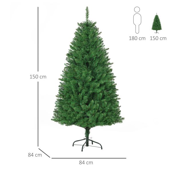 5 Feet Christmas Tree Warm White LED Light Holiday Home Decoration, Green - Image 3
