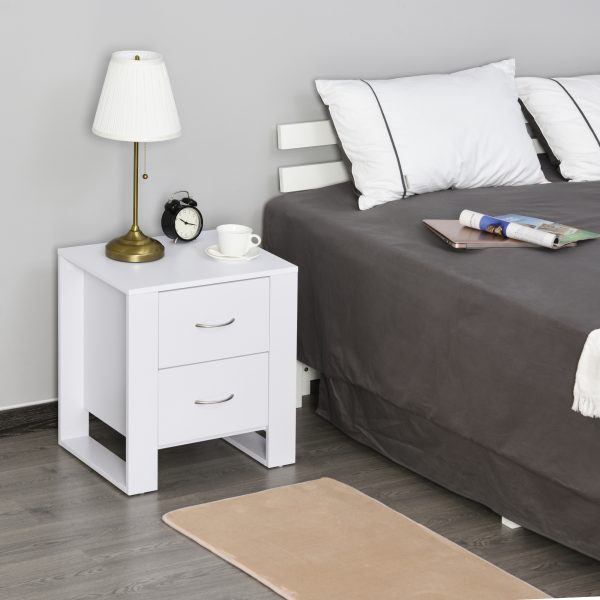 Particle Board 2-Drawer Bedside Table White - Image 2
