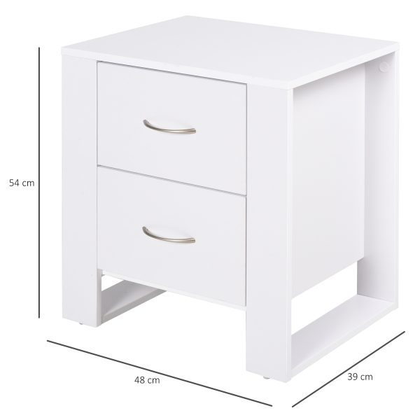 Particle Board 2-Drawer Bedside Table White - Image 3