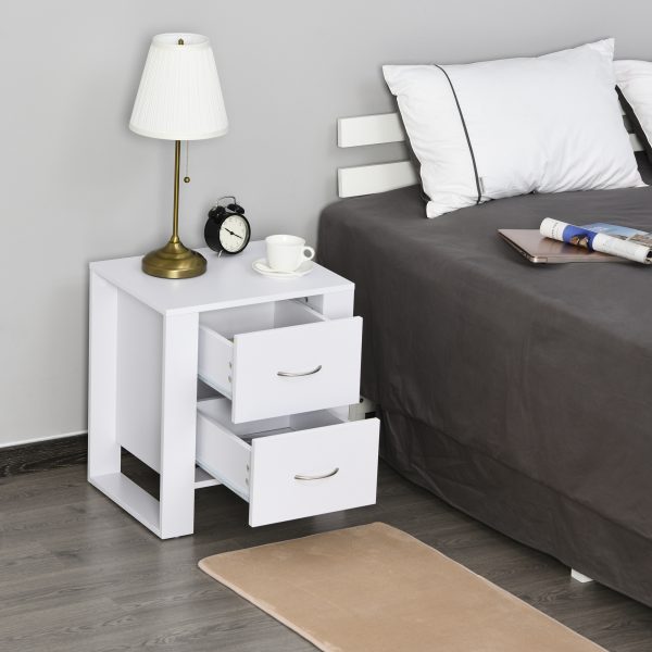 Particle Board 2-Drawer Bedside Table White - Image 4