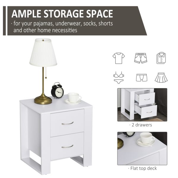 Particle Board 2-Drawer Bedside Table White - Image 5